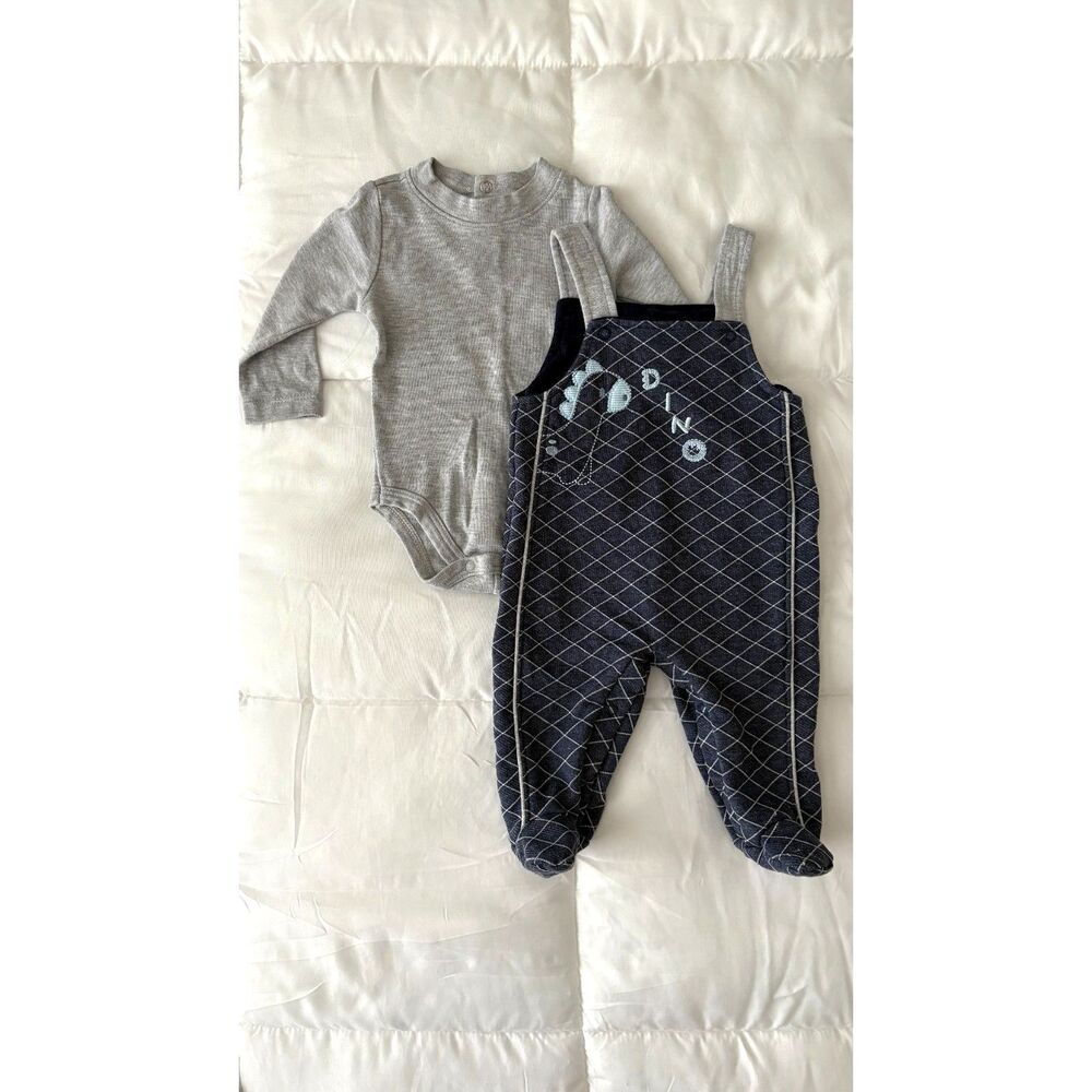 6 months baby boy blue dino overall